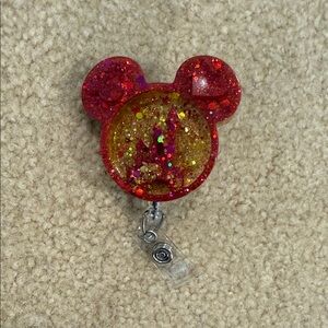 Glittery Red Mickey Mouse Badge Reel